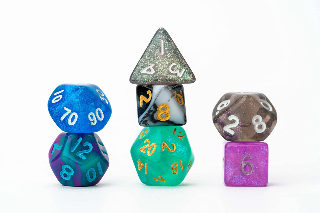 FanRoll by Metallic Dice Games Mystery Misfit Mini Polyhedral Dice (2 Set Pack, 28 Dice)