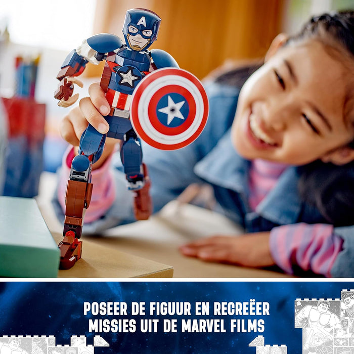 LEGO Marvel Captain America Construction Figure Buildable Toy with Shield, Avengers Collection, Play and Display Superhero Bedroom Accessory, Birthday Gift for Kids, Boys, Girls Aged 8+ 76258
