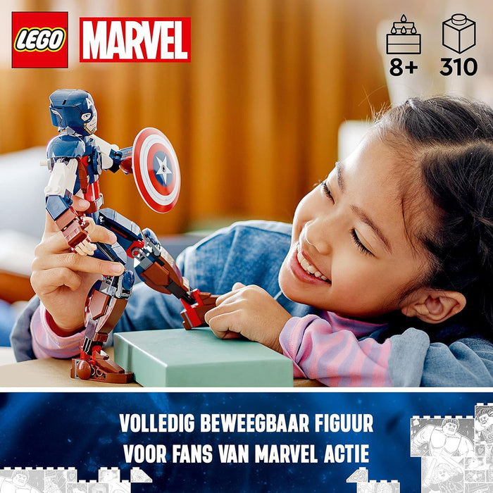 LEGO Marvel Captain America Construction Figure Buildable Toy with Shield, Avengers Collection, Play and Display Superhero Bedroom Accessory, Birthday Gift for Kids, Boys, Girls Aged 8+ 76258