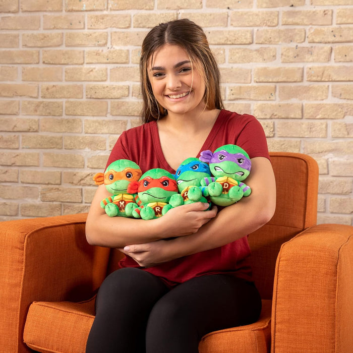 Club Mocchi Mocchi Teenage Mutant Ninja Turtles Michelangelo Junior Plush Toy - Collectible TMNT Soft Toys - Officially Licensed Superhero Toys - Desk Buddy Action Figures - Ninja Kids Toys 3+ Years