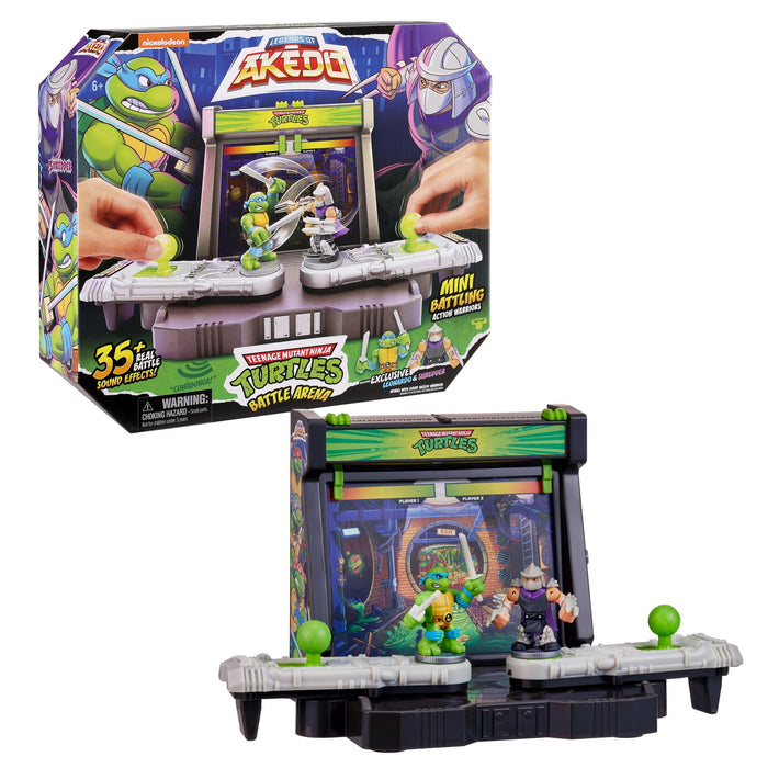 Legends Of Akedo Teenage Mutant Ninja Turtles Battle Arena with 35+ Battle Sound Effects and 2 Exclusive Battling Mini Warriors - Leonardo And Shredder,