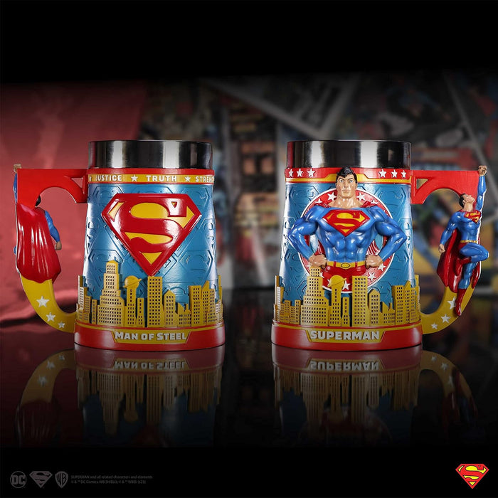 Nemesis Now Superman Man of Steel Tankard 15.5cm, Resin, Officially Licensed DC Merchandise, Superman Beer Mug, Cast in The Finest Resin, Expertly Hand-Painted, Removable Insert