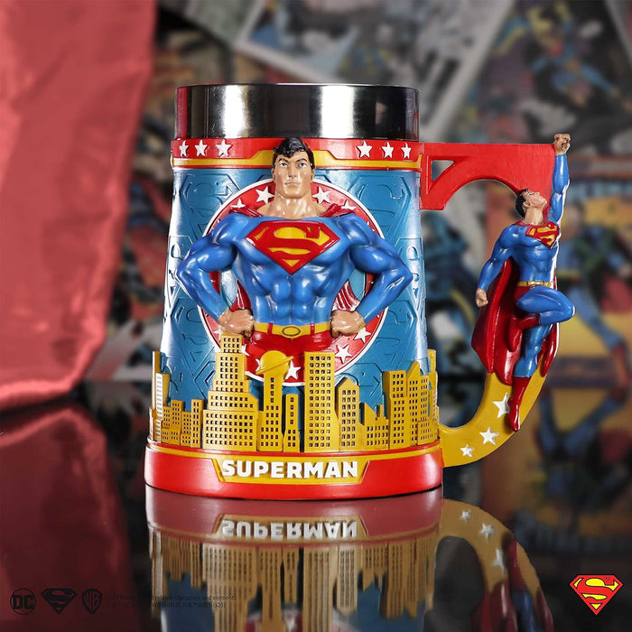 Nemesis Now Superman Man of Steel Tankard 15.5cm, Resin, Officially Licensed DC Merchandise, Superman Beer Mug, Cast in The Finest Resin, Expertly Hand-Painted, Removable Insert