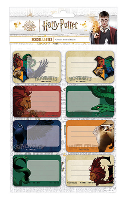Harry Potter School Labels Set, Hogwarts Houses Design - Official Merchandise