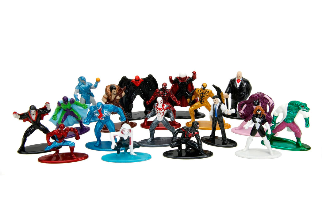 Jada Toys Marvel Spider-Man Figures (Pack of 18) - Multi Set Nano Collectible Metal Figures Including Spider-Man, Spider-Woman & Venom, for Fans and Collectors from 3 Years, Each 4 cm Series 9