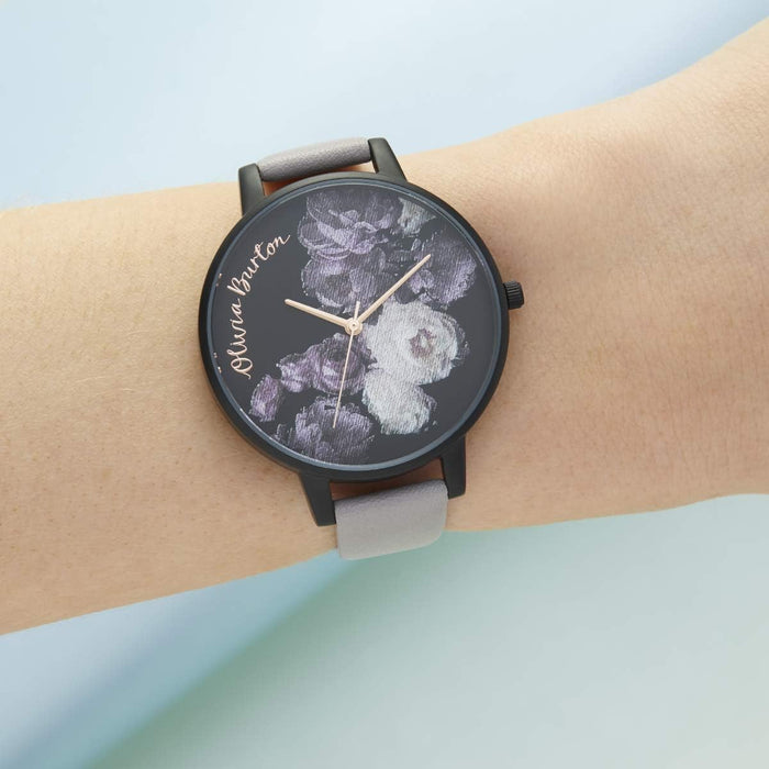 Olivia Burton Analogue Quartz Watch for Women with Grey Leather Strap - OB16AD11
