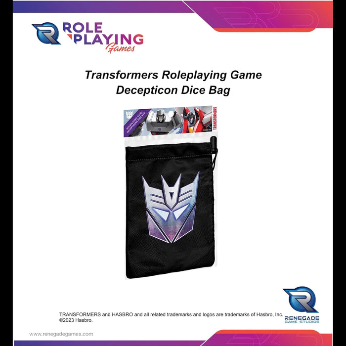Renegade Game Studios | Transformers RPG: Decepticon Dice Bag | Roleplaying Game Accessory