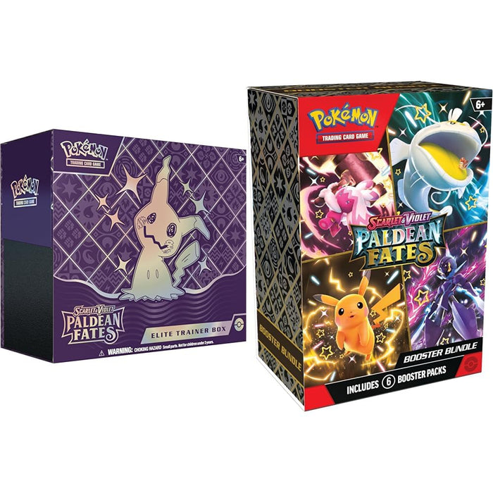 Pokémon TCG: Scarlet & Violet—Paldean Fates Elite Trainer Box (9 Boosters, 1 Full-Art Foil Promo Card & Accessories) & TCG: Scarlet & Violet—Paldean Fates Booster Bundle (6 Booster Packs) Trainer Box + Scarlet & Violet