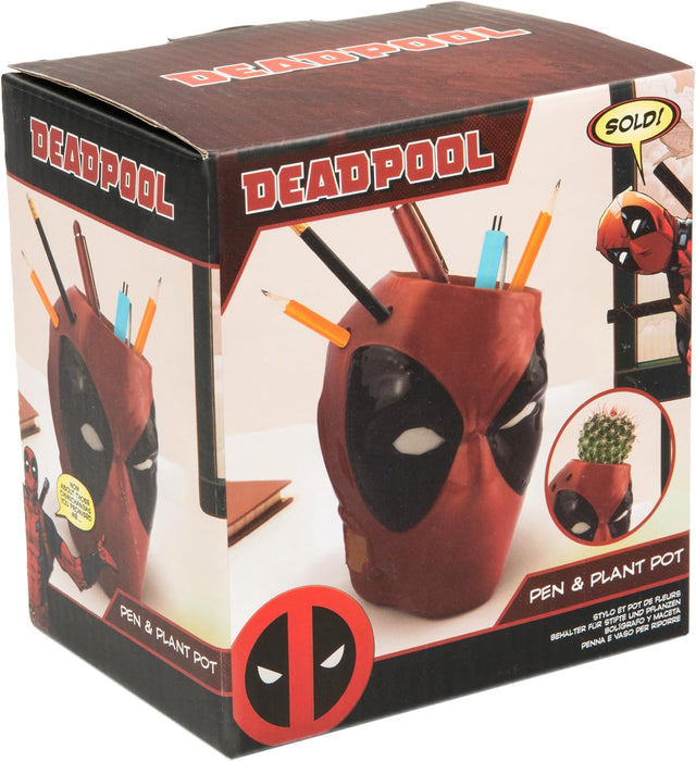 Paladone Deadpool Replica Pen Holder and Plant Pot - Superhero Desk Accessories, Decor & Novelty Gift - 13 cm Tall