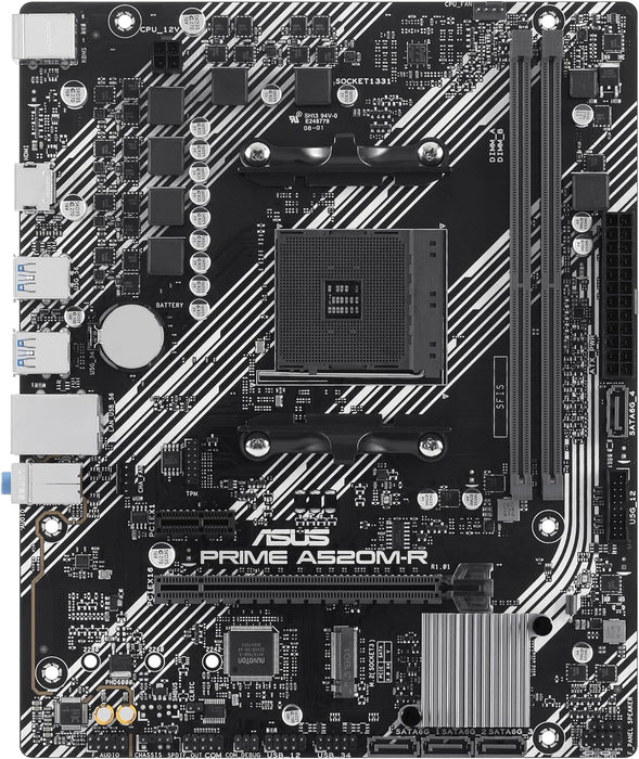 ASUS Prime A520M-R AMD Ryzen AM4 mATX Motherboard with M.2 Support, Realtek 1Gb Ethernet, HDMI, SATA 6Gbps, 5Gbps USB Support Rear and Front, Black