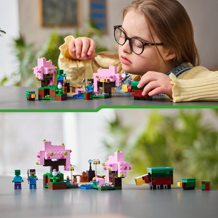 LEGO Minecraft The Cherry Blossom Garden Toy for 8 Plus Year Old Boys & Girls, with a Sunny Character Figure, Sniffer, Zombie and Bees, Hands-on Video-Game Set, Gamer Gift for Kids 21260