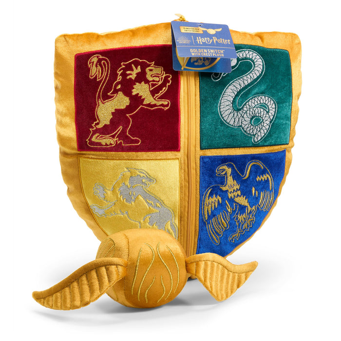 NOBLE Hogwarts Shield Plush With Golden Snitch 36Cm