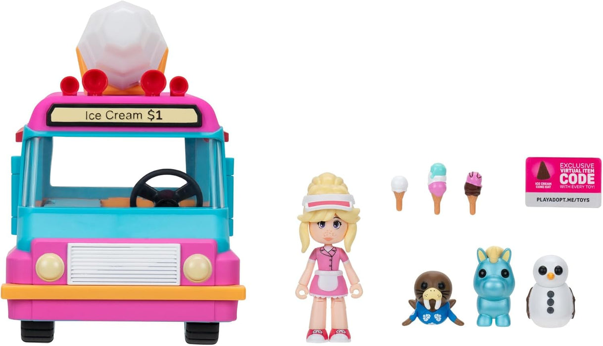 Adopt Me! Ice Cream Truck - Transforming Vehicle with Lights and Sounds - Top Online Game - Exclusive Virtual Item Code Included