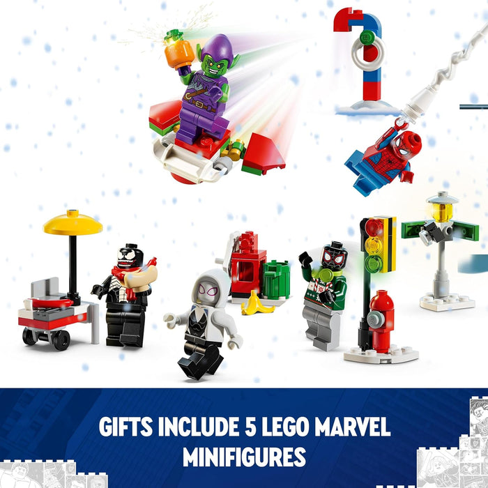 LEGO Marvel Spider-Man Advent Calendar 2024, Buildable Christmas Countdown Toy for Kids, with 24 Super Hero Surprises Including 5 Minifigures, Festive Gift for 7 Plus Year Old Boys and Girls 76293