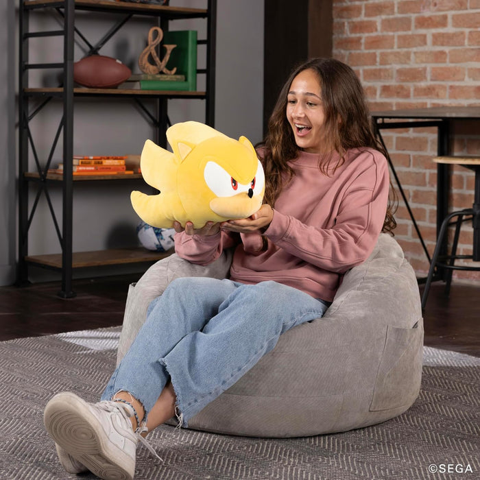 Club Mocchi Mocchi Sonic The Hedgehog Super Sonic Mega Plush Figure 15" - Sonic Collectable Toy for Ages 3+