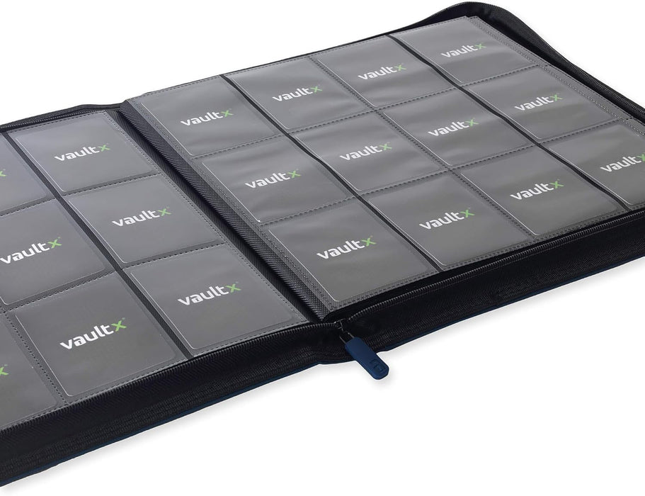 Vault X Premium Exo-Tec XL Zip Binder - 12 Pocket XL Trading Card Album Folder - 624 Side Loading Pocket Binder for TCG (Blue) Blue Xl