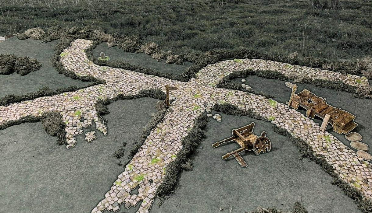 Battle Systems – Modular Fantasy Scenery – Perfect for Roleplaying and Wargames - Multi Level Tabletop Terrain for 28mm Miniatures – Colour Printed Model Diorama – DnD Warhammer (Roads and Rivers)