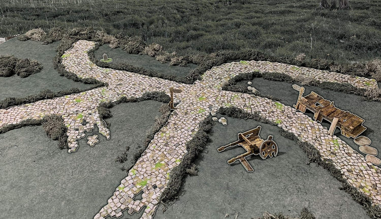 Battle Systems – Modular Fantasy Scenery – Perfect for Roleplaying and Wargames - Multi Level Tabletop Terrain for 28mm Miniatures – Colour Printed Model Diorama – DnD Warhammer (Roads and Rivers)