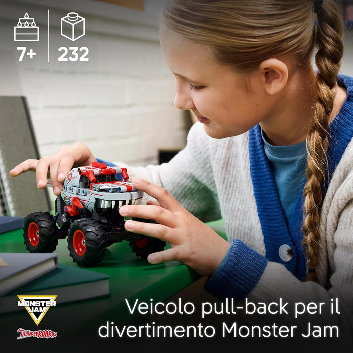 LEGO Technic Pull-Back ThunderROARus, Monster Truck Giocattolo da Costruire, Giochi per Bambini e Bambine da 7 Anni, Idea Regalo di Compleanno per i Fan dei Veicoli e delle Gare Monster Jam 42200