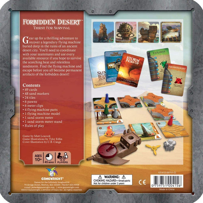 Gamewright | Forbidden Desert Game | Board Game | Ages 10+ | 2-5 Players | 45 Minutes Playing Time