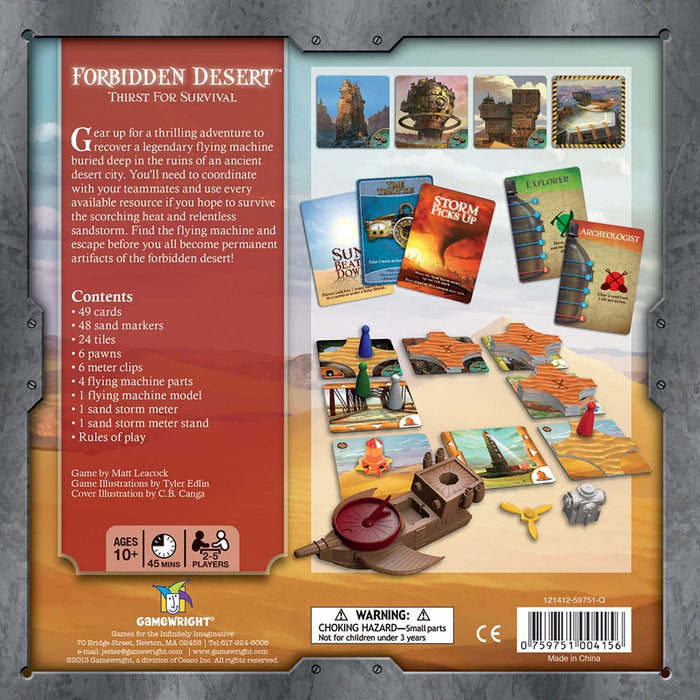 Gamewright | Forbidden Desert Game | Board Game | Ages 10+ | 2-5 Players | 45 Minutes Playing Time