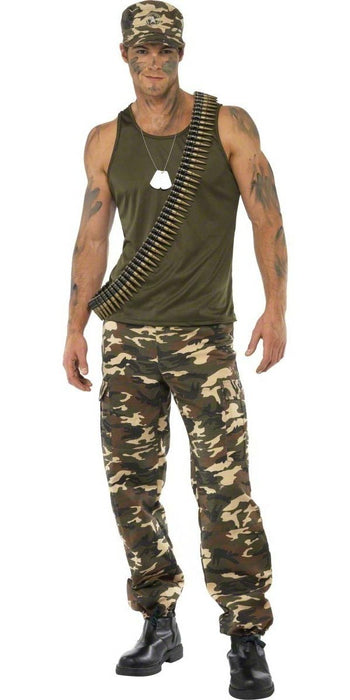 Smiffys Deluxe Khaki Camo Costume, Male, Khaki Green (Size M)