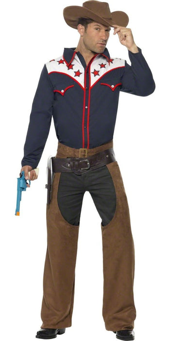 Smiffys Rodeo Cowboy Costume, Blue (Size L)