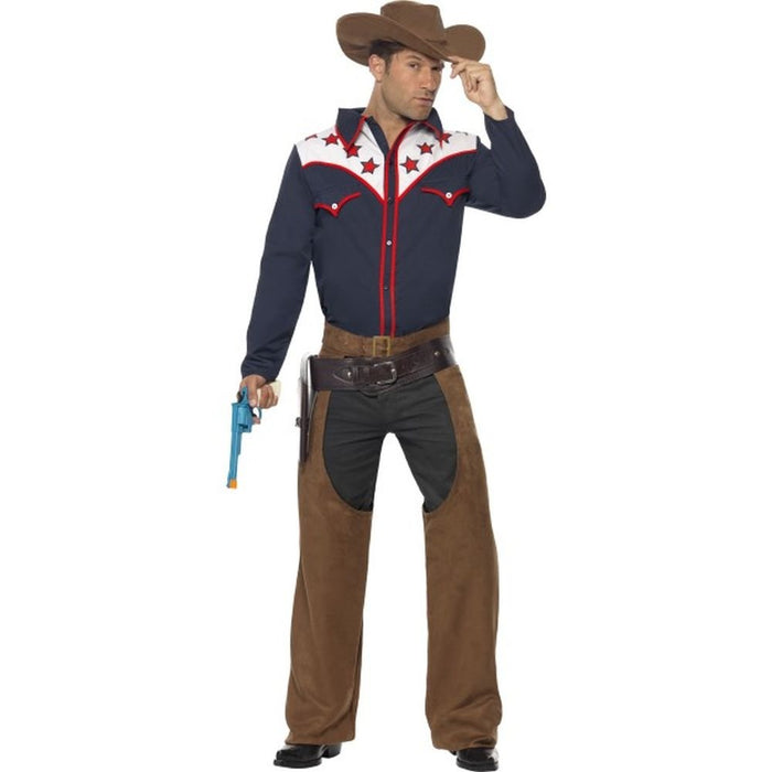 Smiffys Rodeo Cowboy Costume, Blue (Size L)