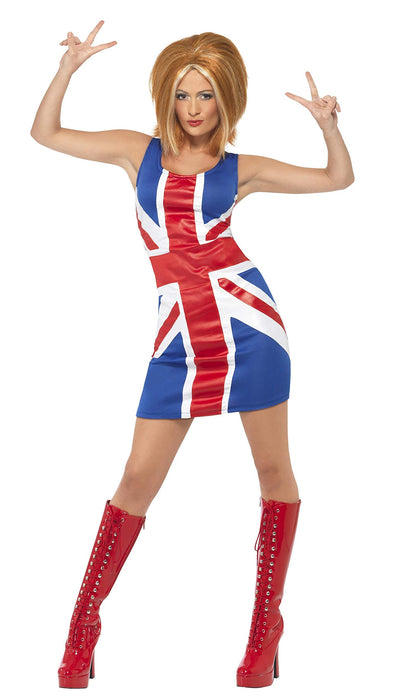 Smiffys Ginger Power, 90s Icon Costume, Union Jack (Size L)