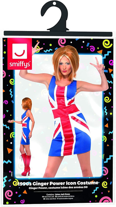 Smiffys Ginger Power, 90s Icon Costume, Union Jack (Size L)