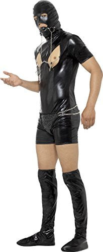 Smiffys Bondage Gimp Costume with Bodysuit, Black (Size L)