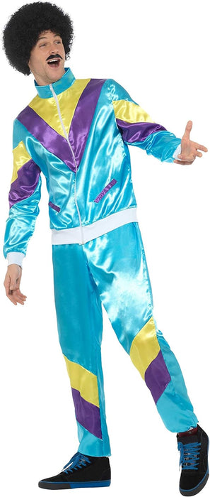 Smiffys 80s Height of Fashion Shell Suit Costume, Blue (Size XL)