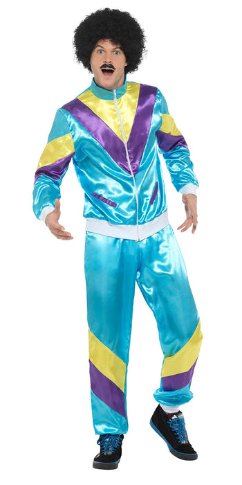 Smiffys 80s Height of Fashion Shell Suit Costume, Blue (Size XL)