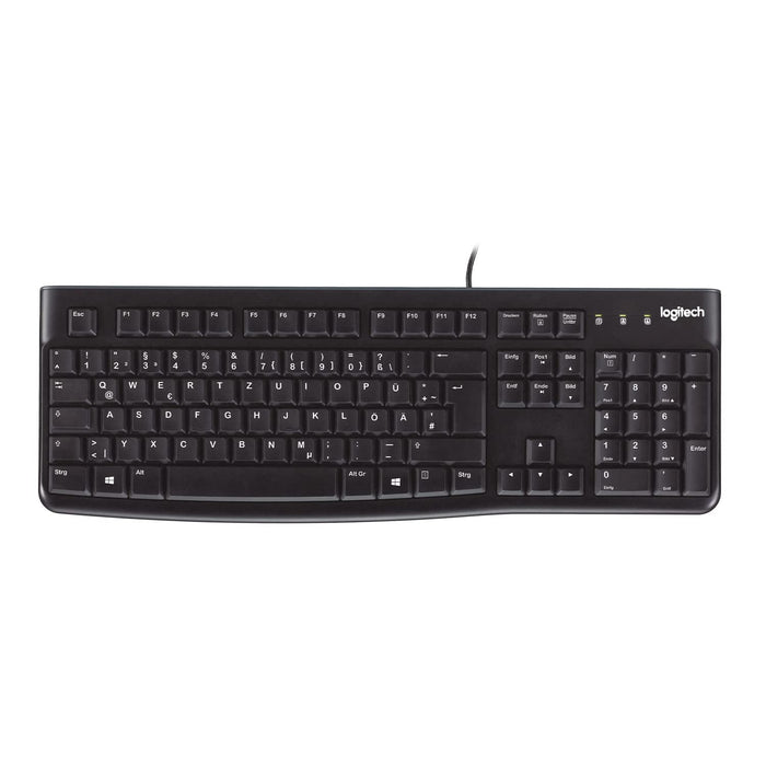 Logitech K120 Wired Keyboard for Windows, QWERTZ German Layout - Black Single