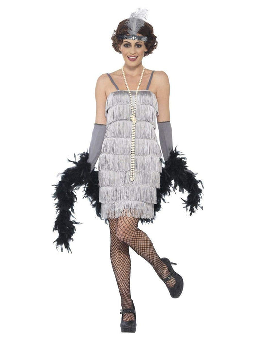 Smiffys Flapper Costume, Silver (Size M)