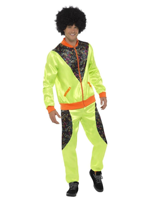 Smiffys Retro Shell Suit Costume, Mens, Neon Green (Size XL)