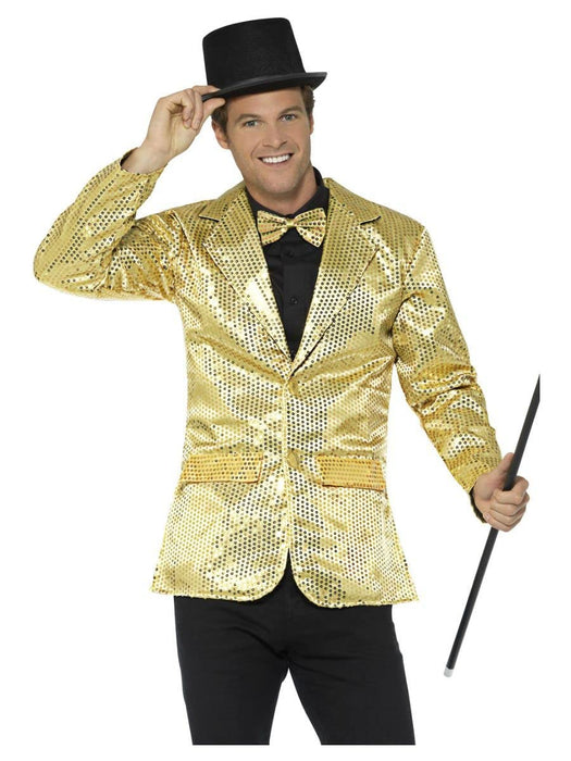 Smiffys Sequin Jacket, Mens, Gold (Size L)