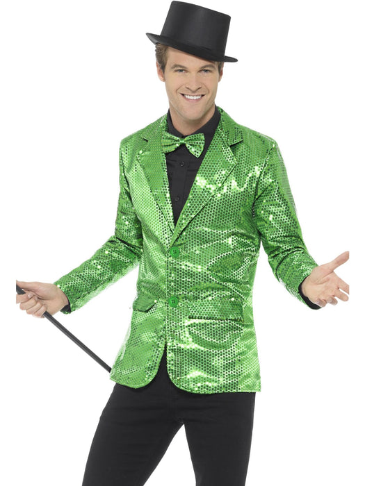 Smiffys Sequin Jacket, Mens, Green (Size XL)