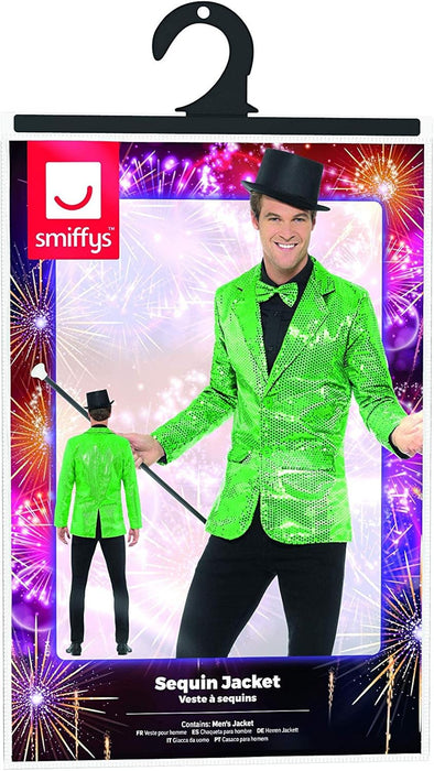 Smiffys Sequin Jacket, Mens, Green (Size XL)