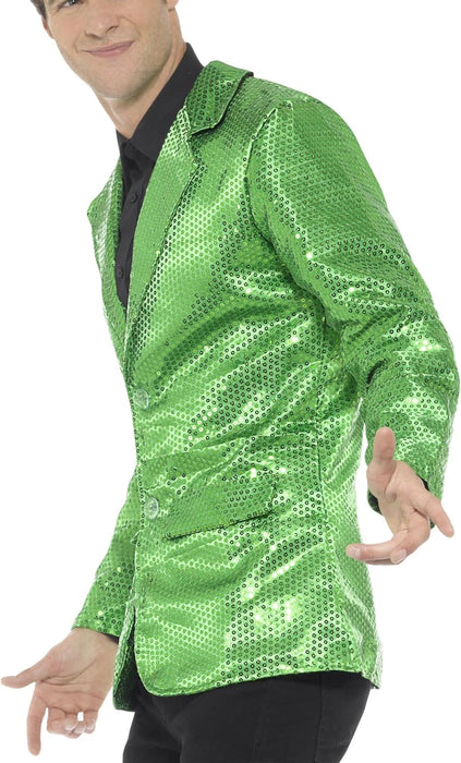 Smiffys Sequin Jacket, Mens, Green (Size XL)