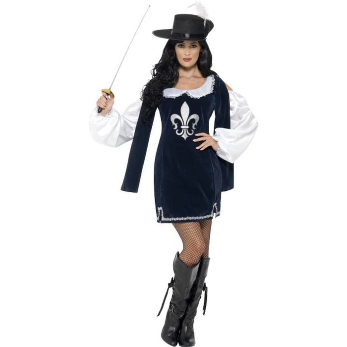 Smiffys Musketeer Female Costume, Navy (Size S)