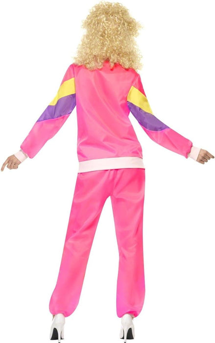 Smiffys 80s Height of Fashion Shell Suit Costume, Pink (Size L)