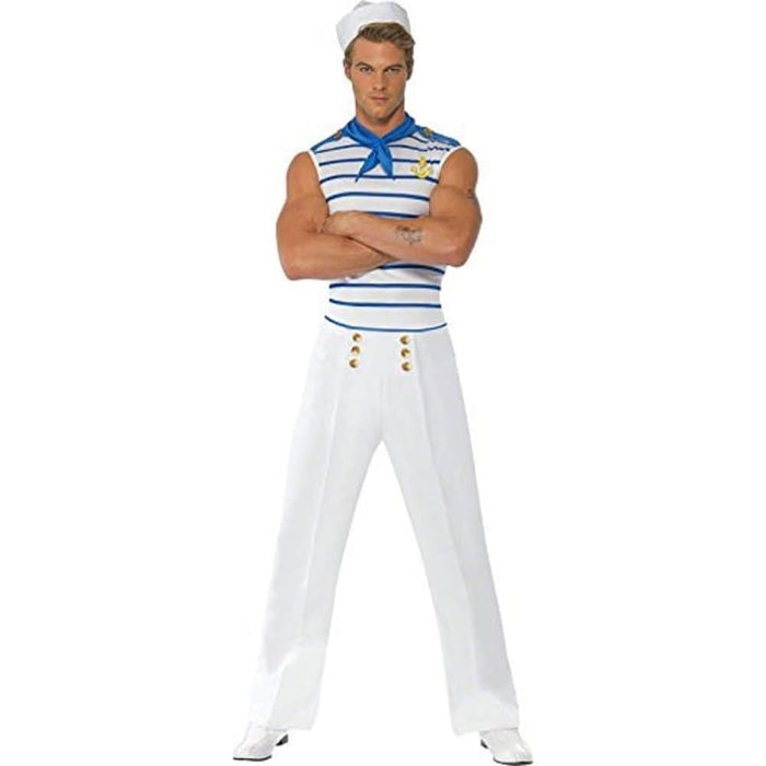 Smiffys Fever Male French Sailor Costume, White (Size M)