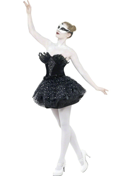 Smiffys Gothic Swan Masquerade Costume, Black (Size S)