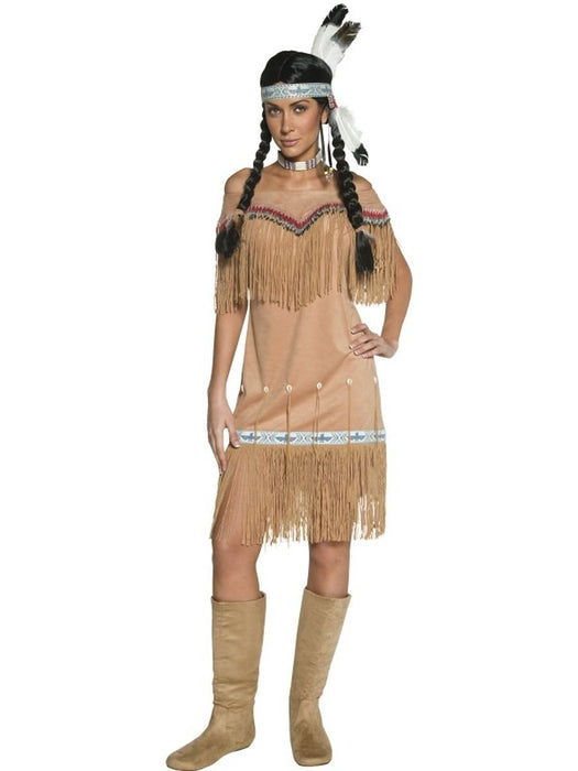 Smiffys DeluxeNative American Inspired Lady Costume, Beige (Size X1)