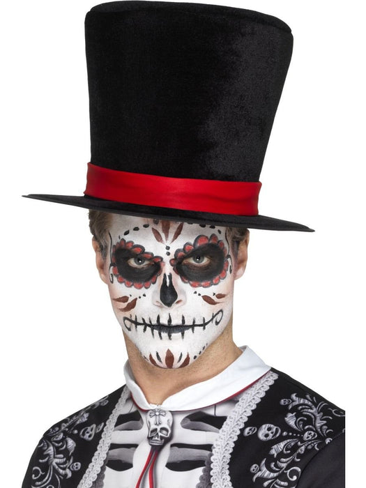 Smiffys Day of the Dead Top Hat, Black