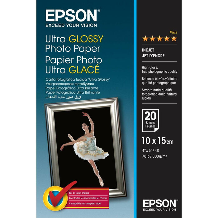 Epson Photo Paper Ultra Glossy ,White,10X15 20Shts 300Gr