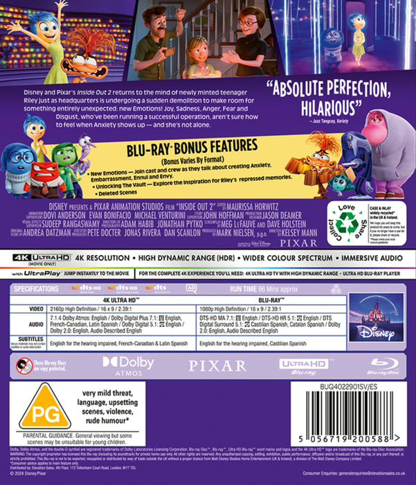 Disney Pixar's Inside Out 2 4K UHD