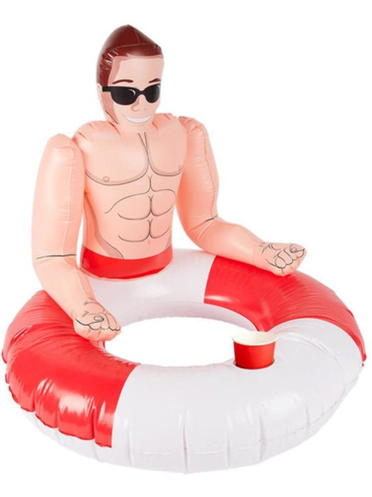 Smiffys Inflatable Lifeguard Hunk Swim Ring, Red & White