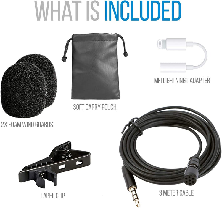 Lavalier Clip-On Microphone Mfi Lightning For Ios Devices